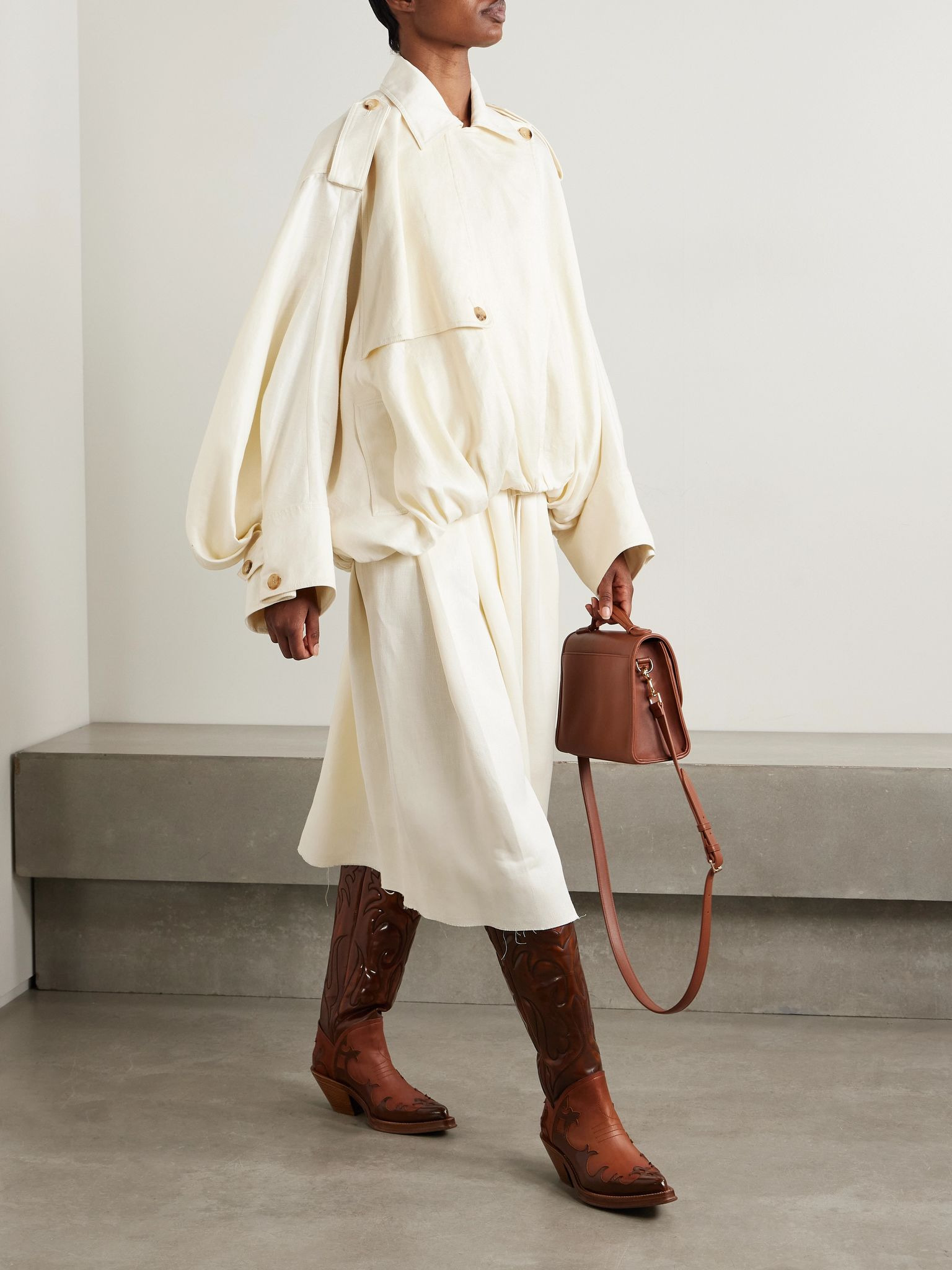 Hunt oversized linen jacket Ivory - 2