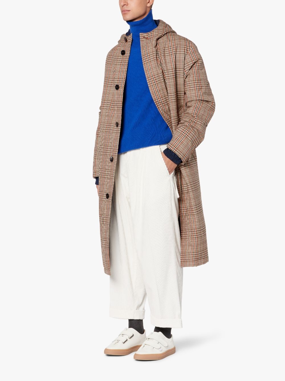 MILAN BROWN CHECK RAIN SYSTEM WOOL HOODED THINDOWN PARKA | PARKA GMF-300 - 4