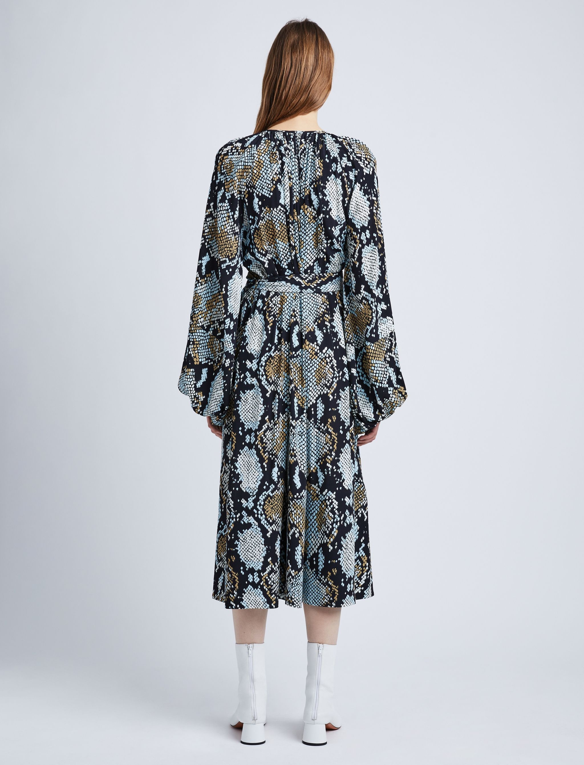 Printed Snake Crepe De Chine Shirt Dress - 4