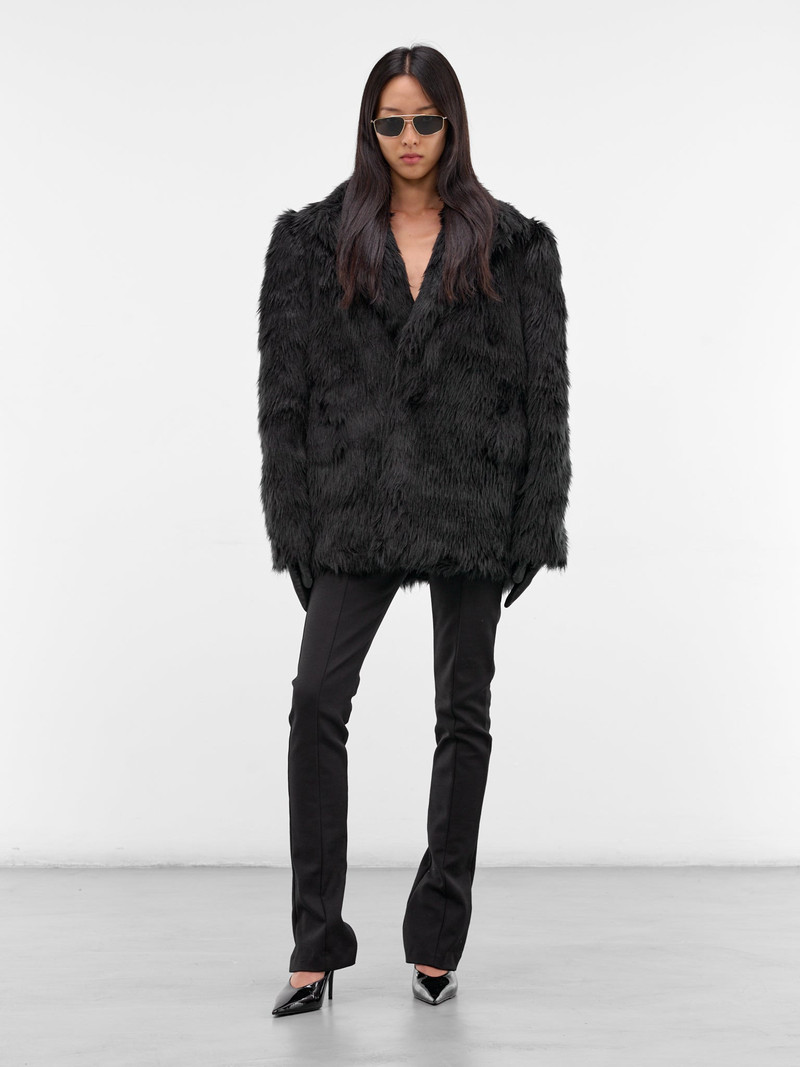 Junya Watanabe Black Oversized Faux Fur Blazer outlook