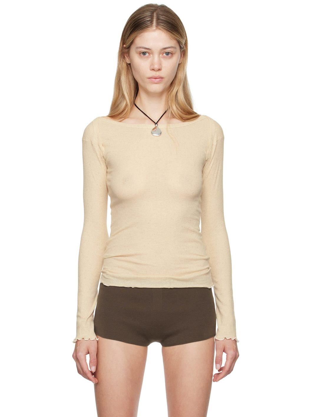 Beige Disc Long Sleeve T-Shirt - 1