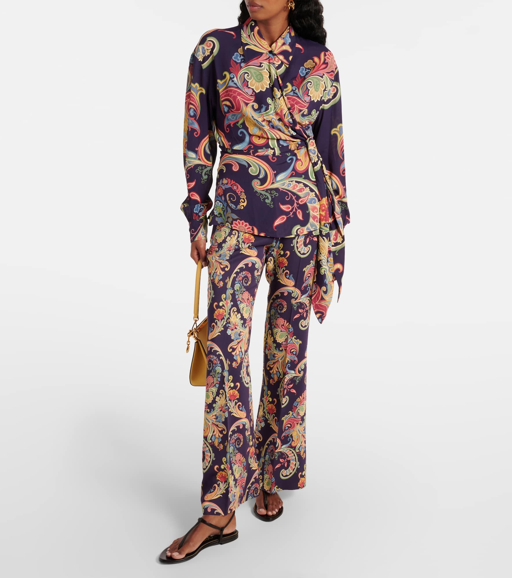 Paisley high-rise flared pants - 2