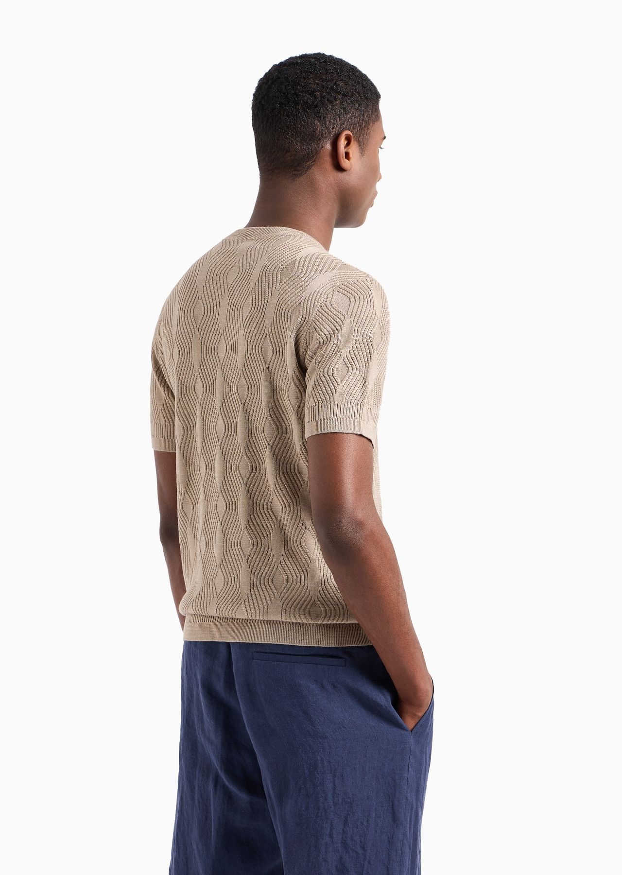 Embossed textured Lyocell-blend jumper with an op-art motif - 3