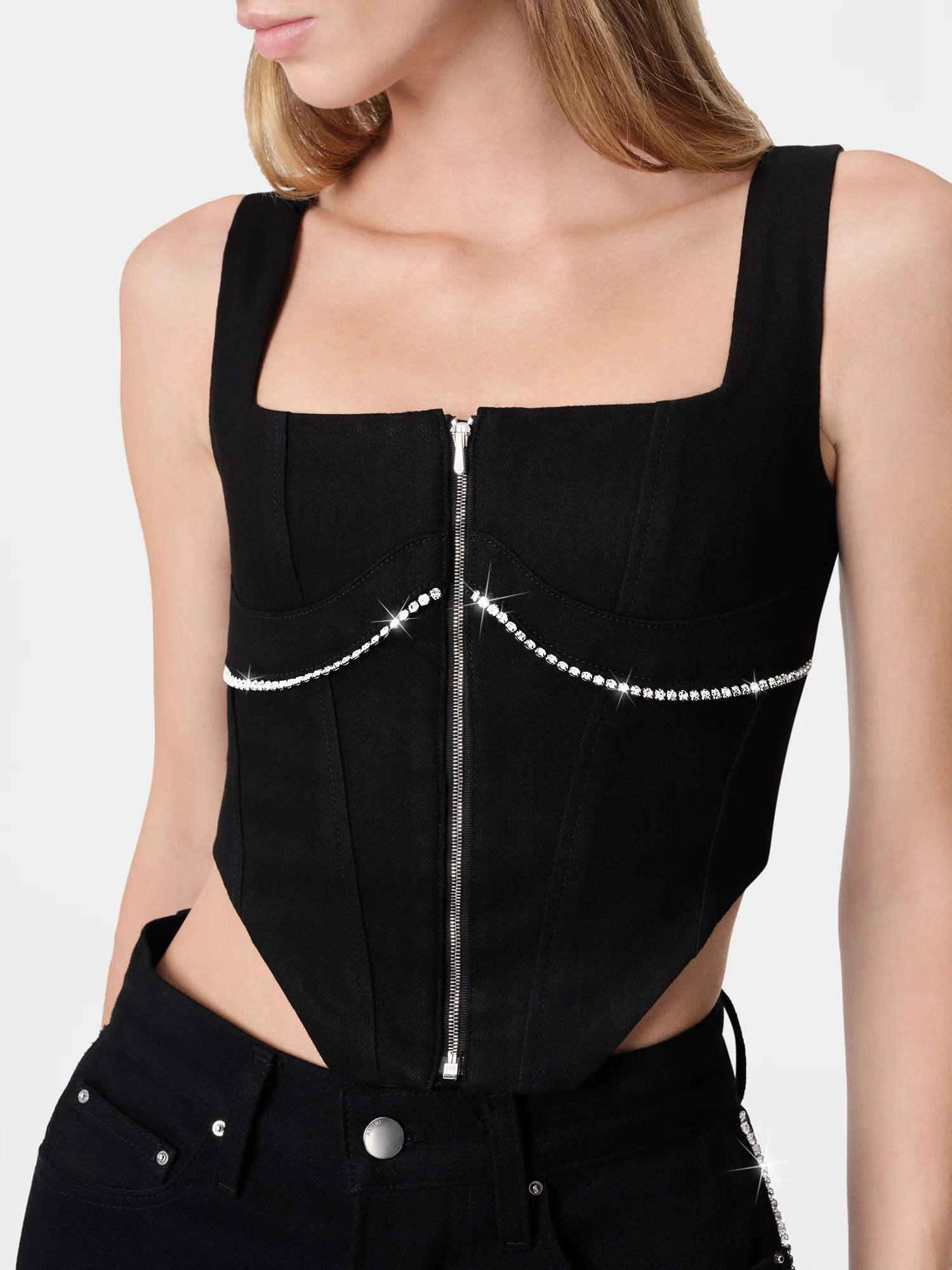 WOMEN'S CRYSTAL TRIMMED CORSET TOP - 5