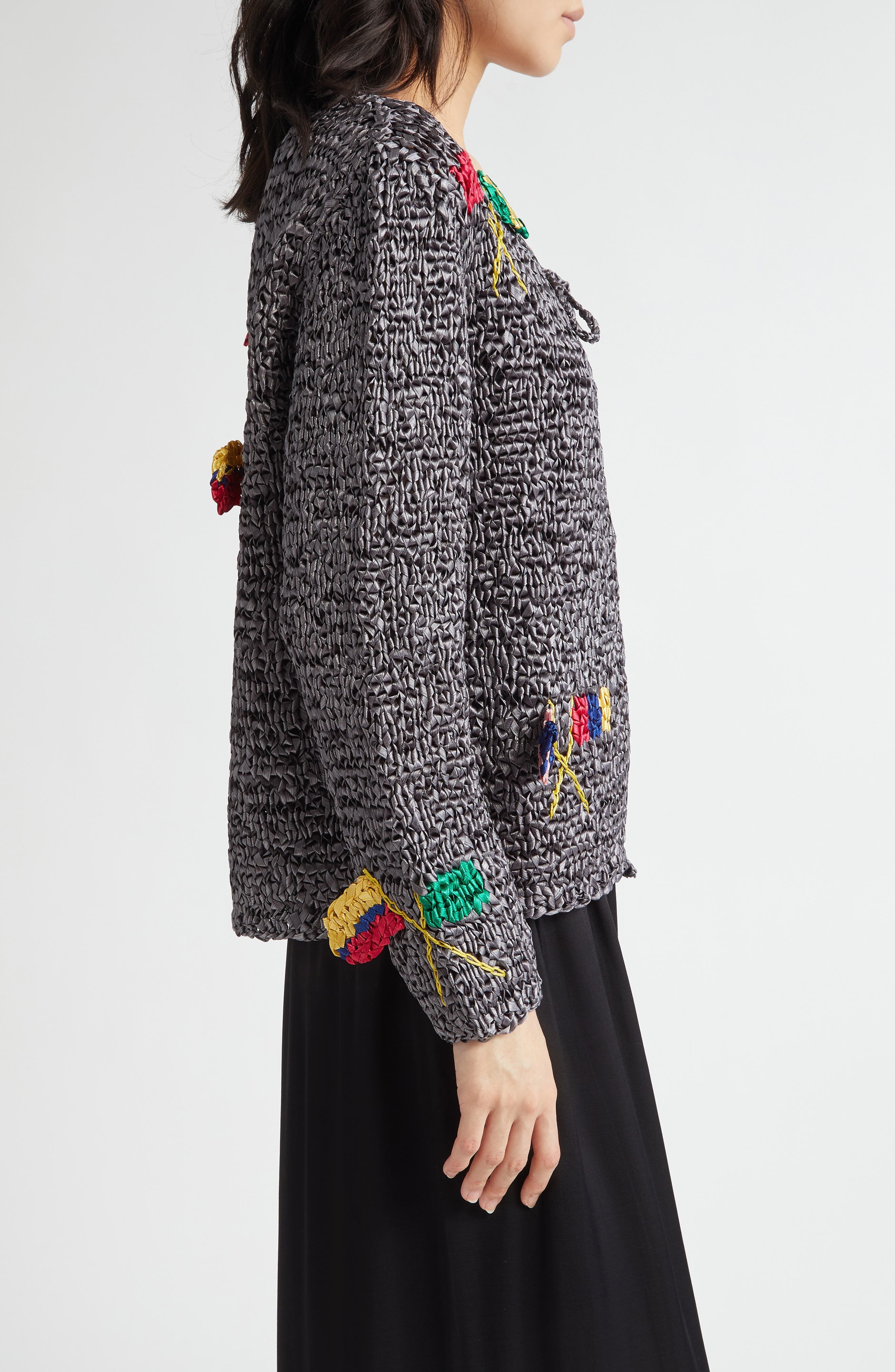 Bode Promenade Crochet Cardigan in Grey Multi at Nordstrom - 4