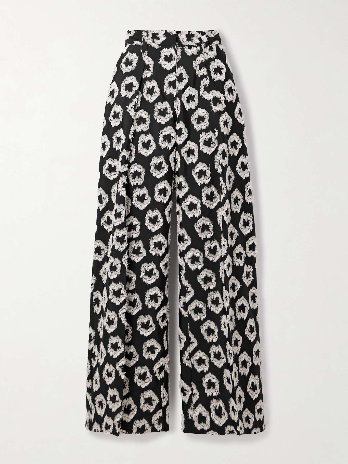 Cai pleated recycled fil coupé faille wide-leg pants Black - 1