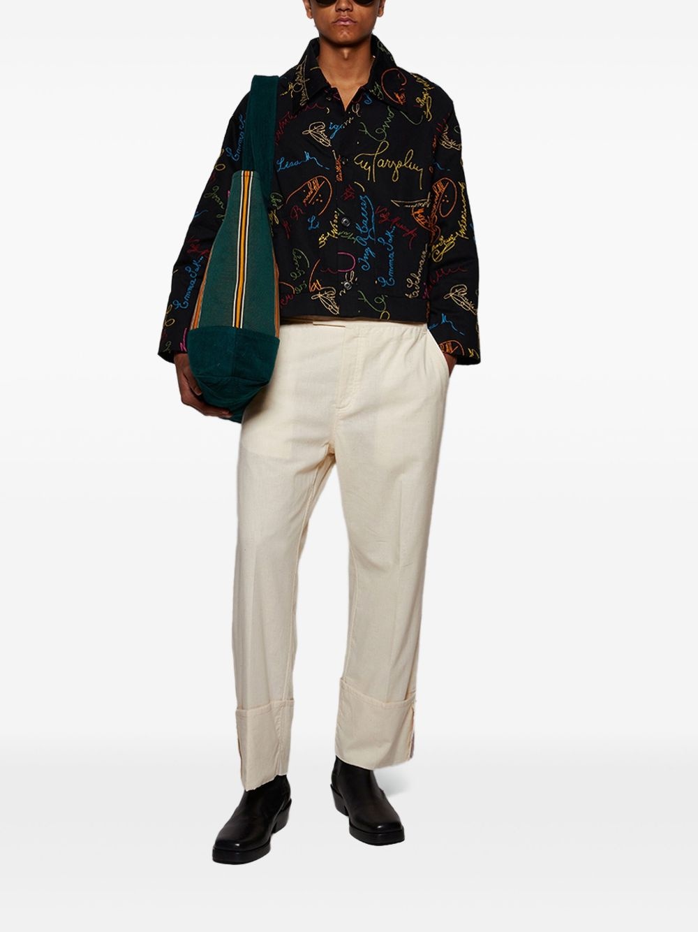 Parakeet stripe-pattern tote bag - 3