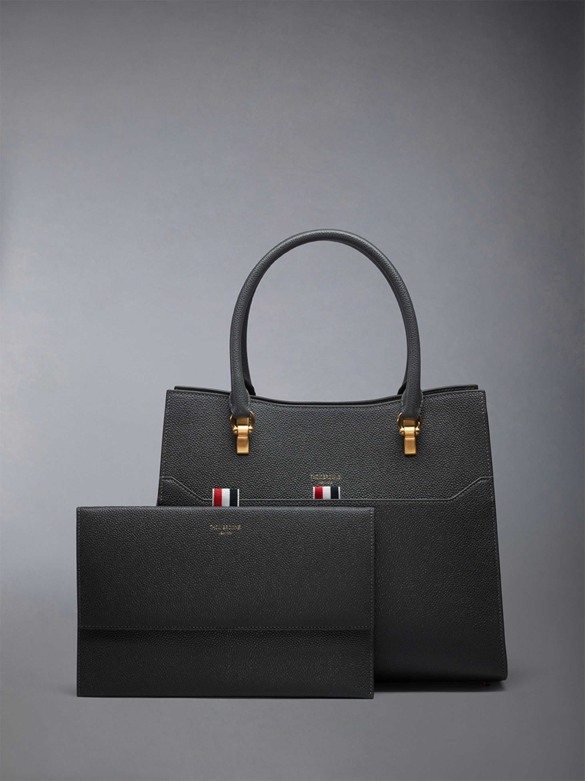 Medium Duet Tote in Pebble Grain Leather - 2
