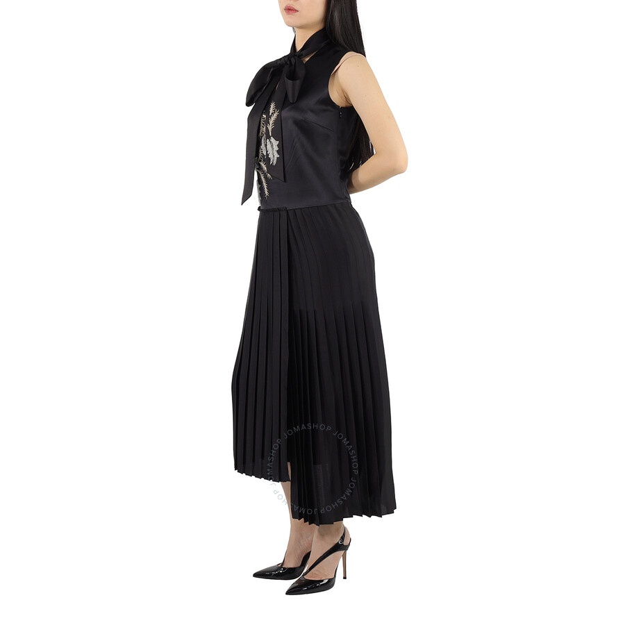 Burberry Ladies Flor Embroidered Asymmetrical Pleated Dress - 6