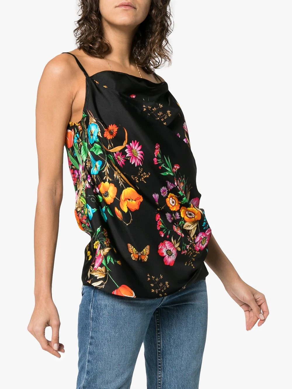 Draped silk floral print cami - 3