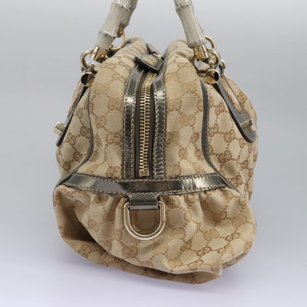 GUCCI Bamboo GG Canvas Hand Bag Beige - 4
