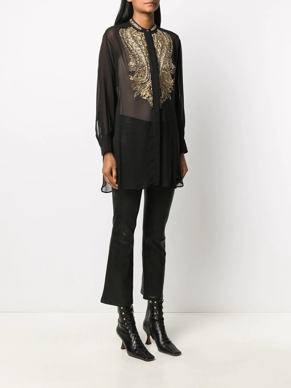 embellished sheer shirt - 3