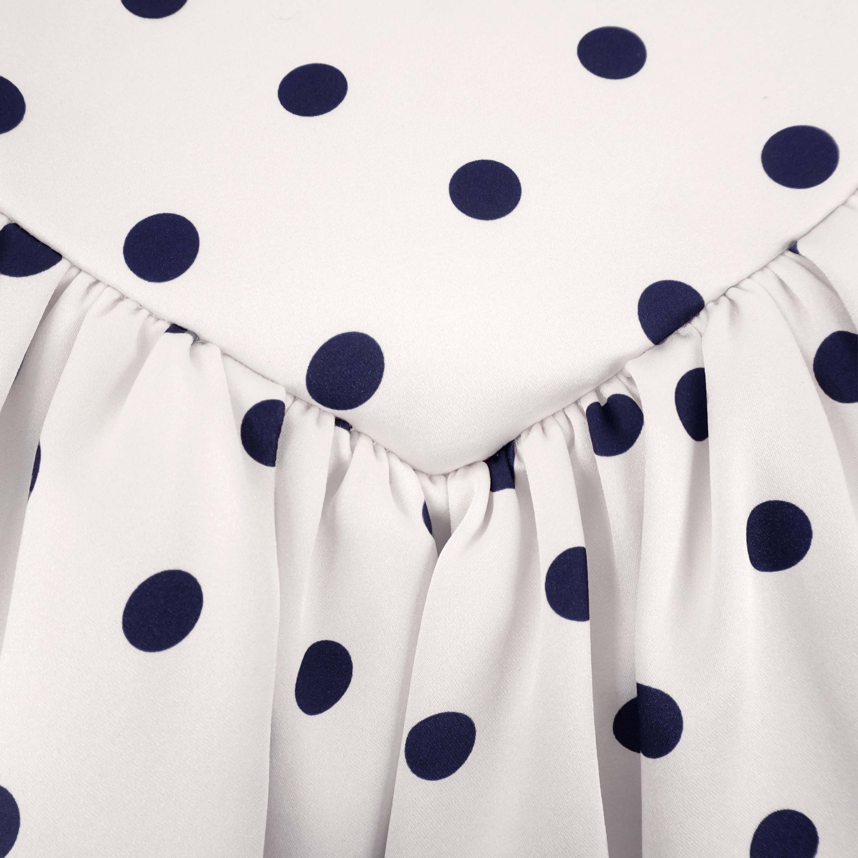 Cream Polka Dot Satin Mini Dress - 5