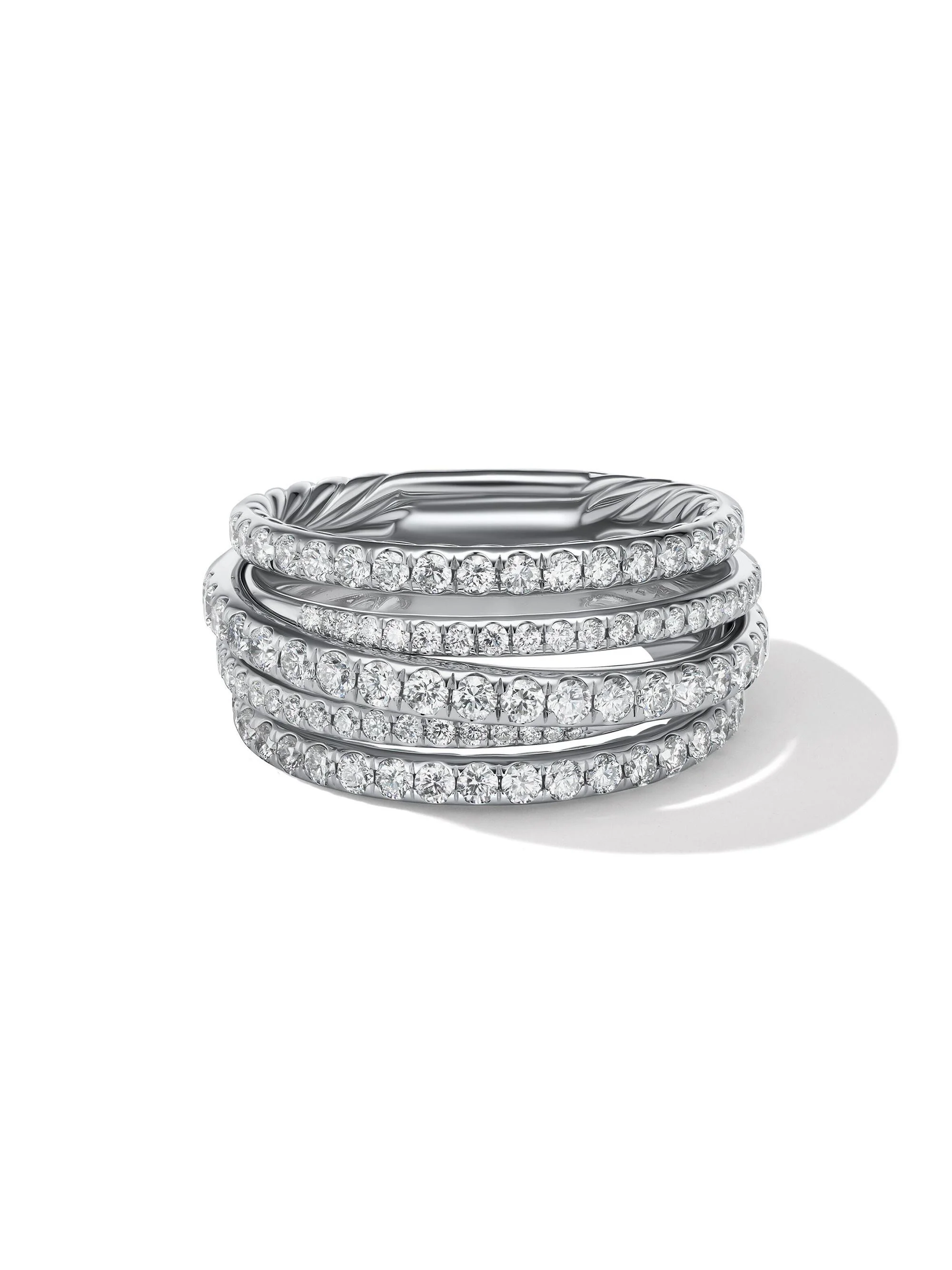 Women's Pavé Crossover Ring in 18K White Gold - Silver - 1
