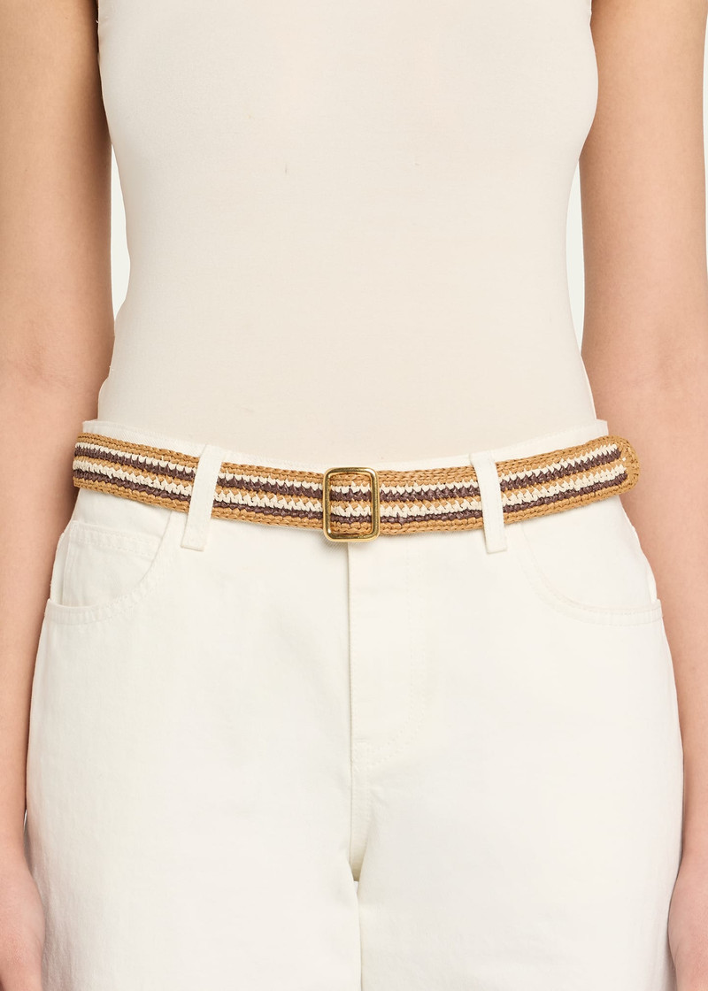 The Row Ara Striped Straw Belt outlook