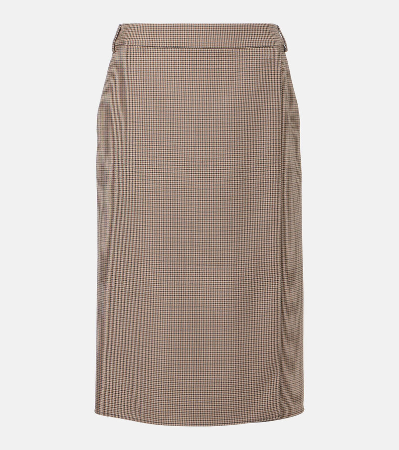 Houndstooth wool pencil skirt - 1