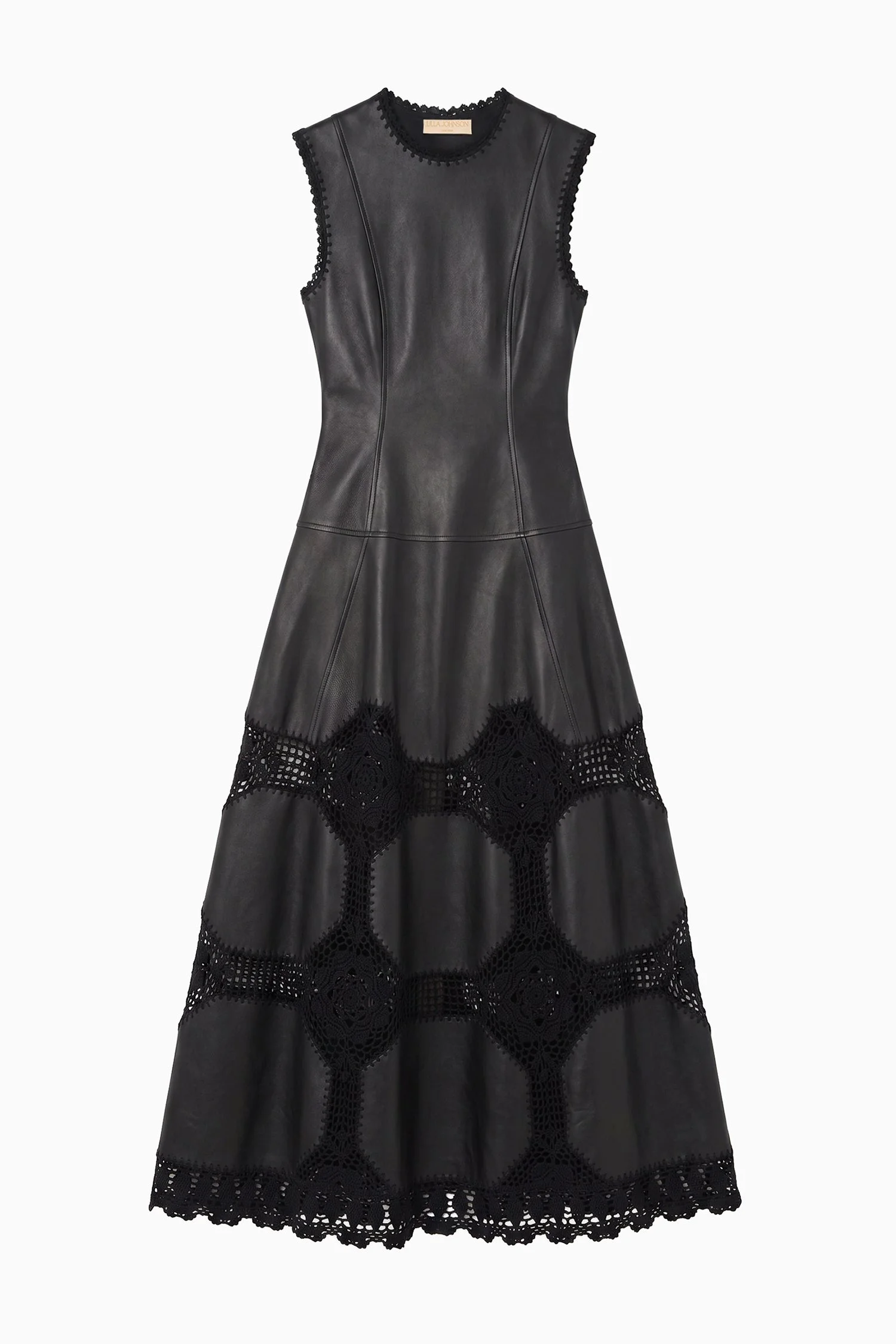Ilana Sleeveless Crochet & Leather Dress - 1