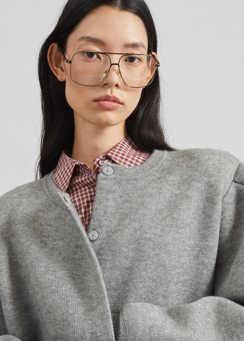 Bergen Padded Knit Cardigan - Grey 8