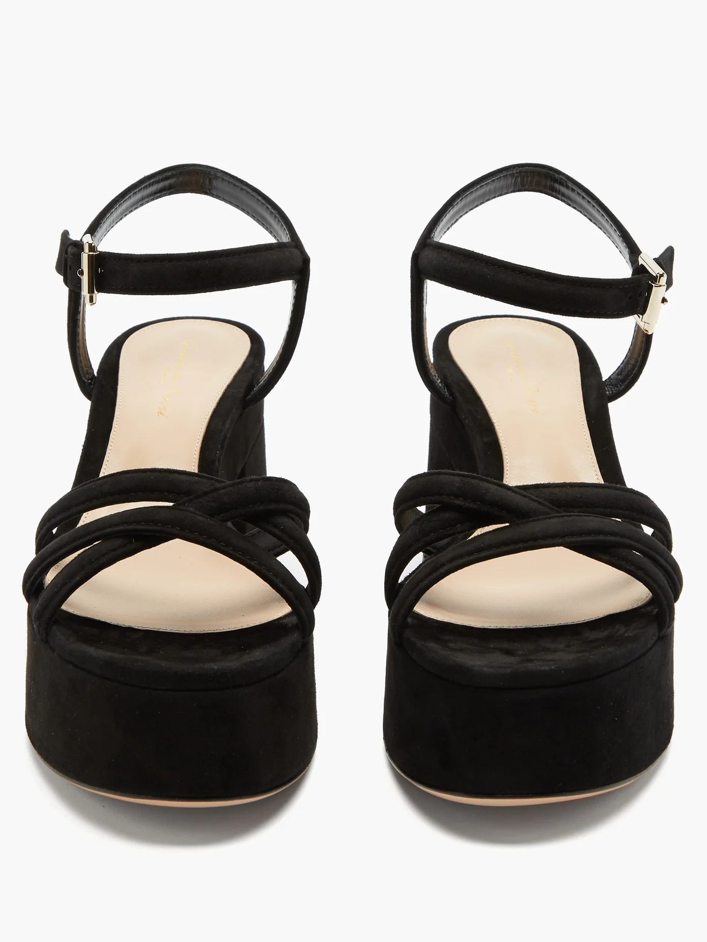 Crossover suede platform sandals - 5