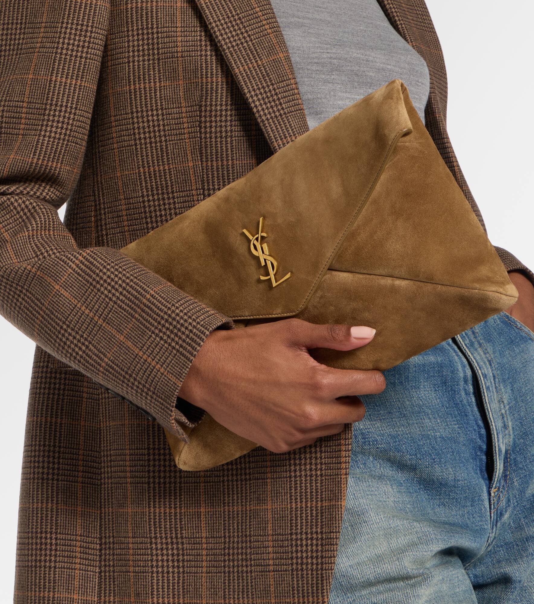 Cassandre Large suede clutch - 2