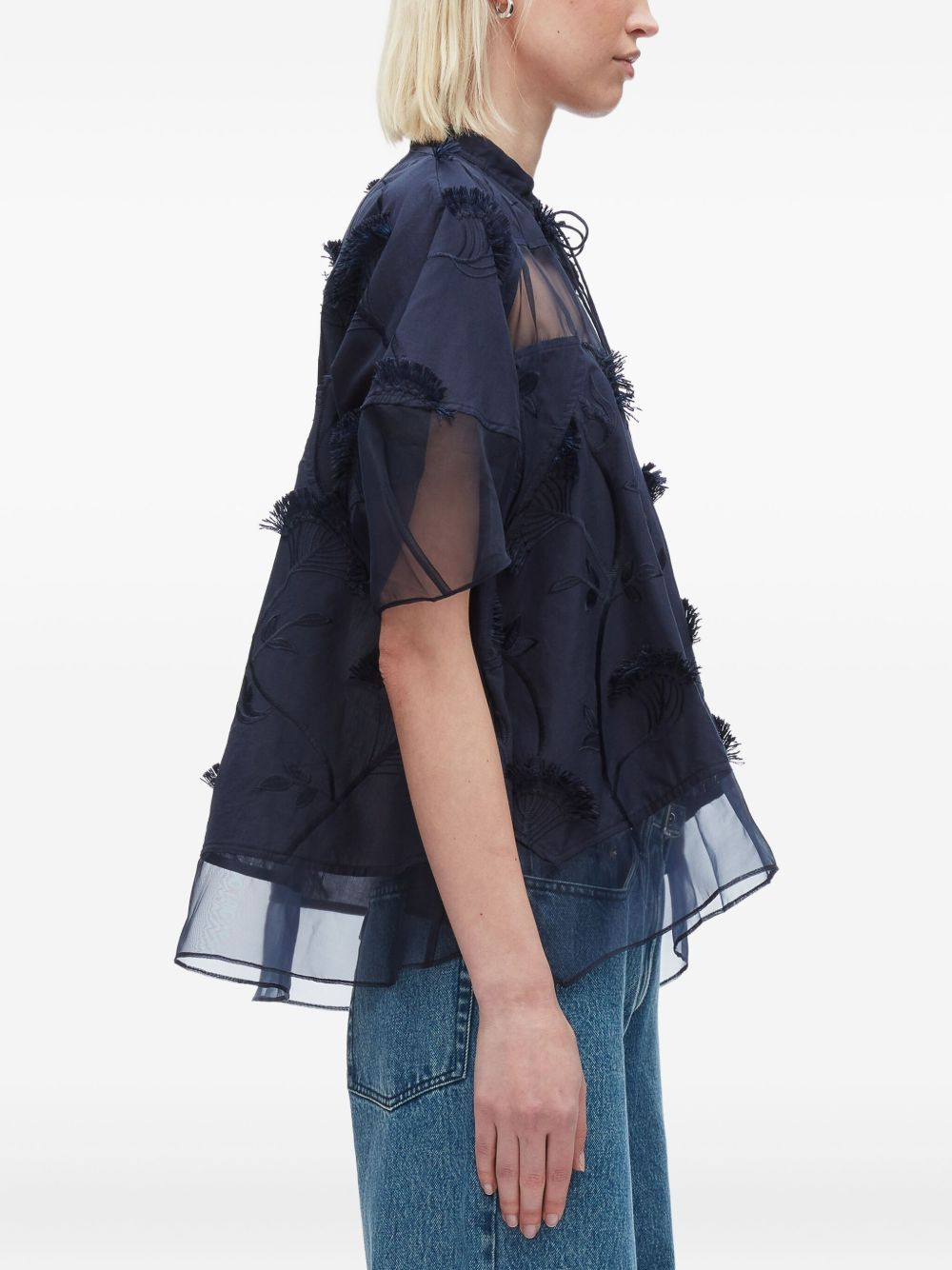 embroidered ruffled blouse - 5