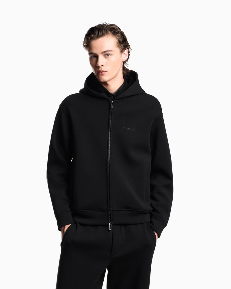 EMPORIO ARMANI ASV LYOCELL-BLEND BONDED JERSEY ZIP-UP SWEATSHIRT WITH HOOD outlook