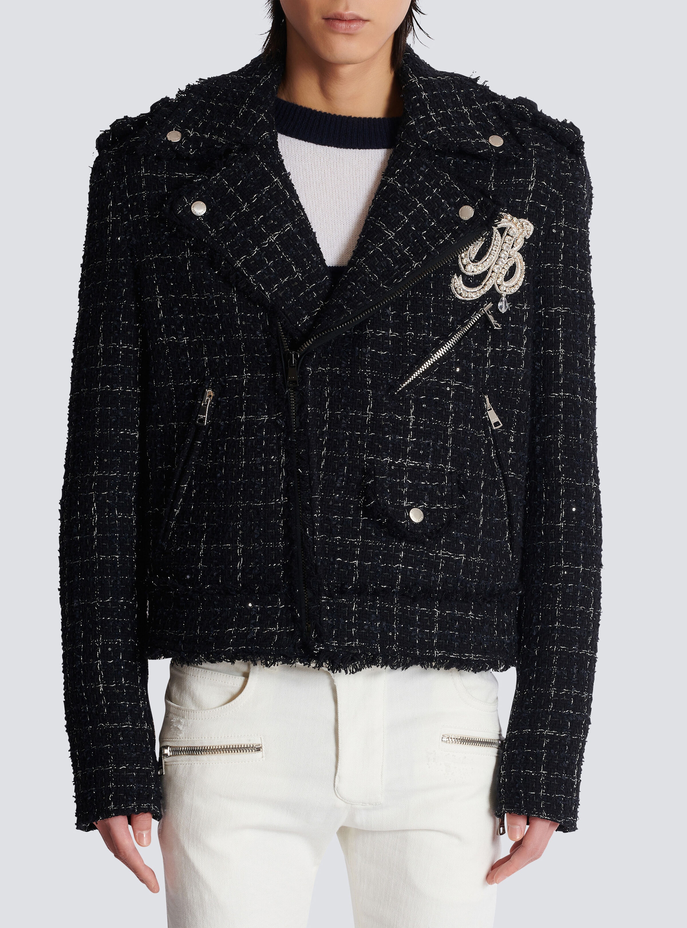 PB signature tweed biker jacket - 5