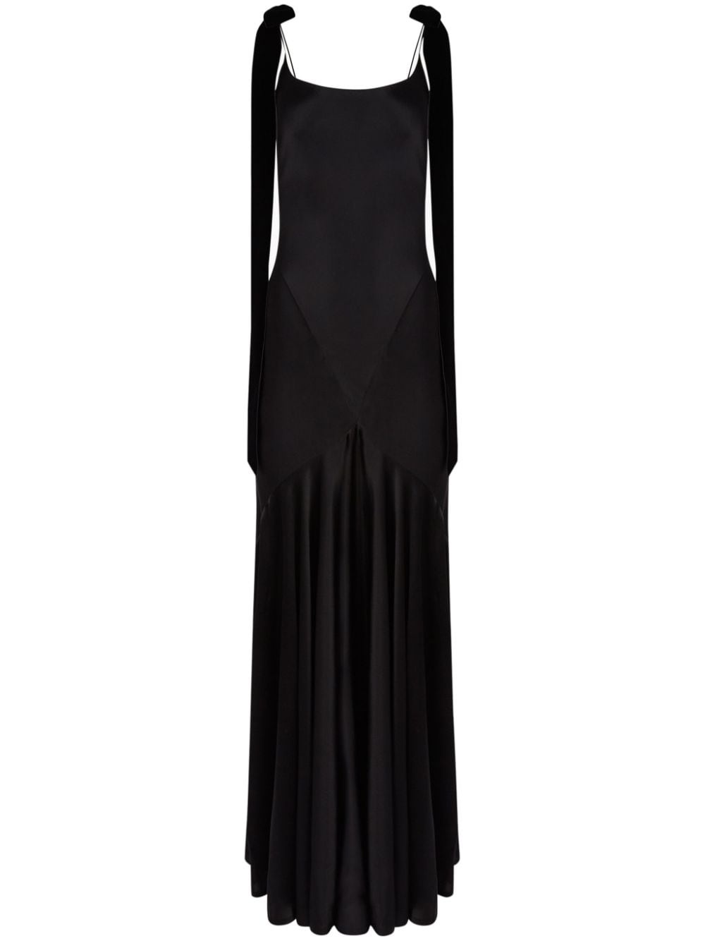 bow satin maxi dress - 1