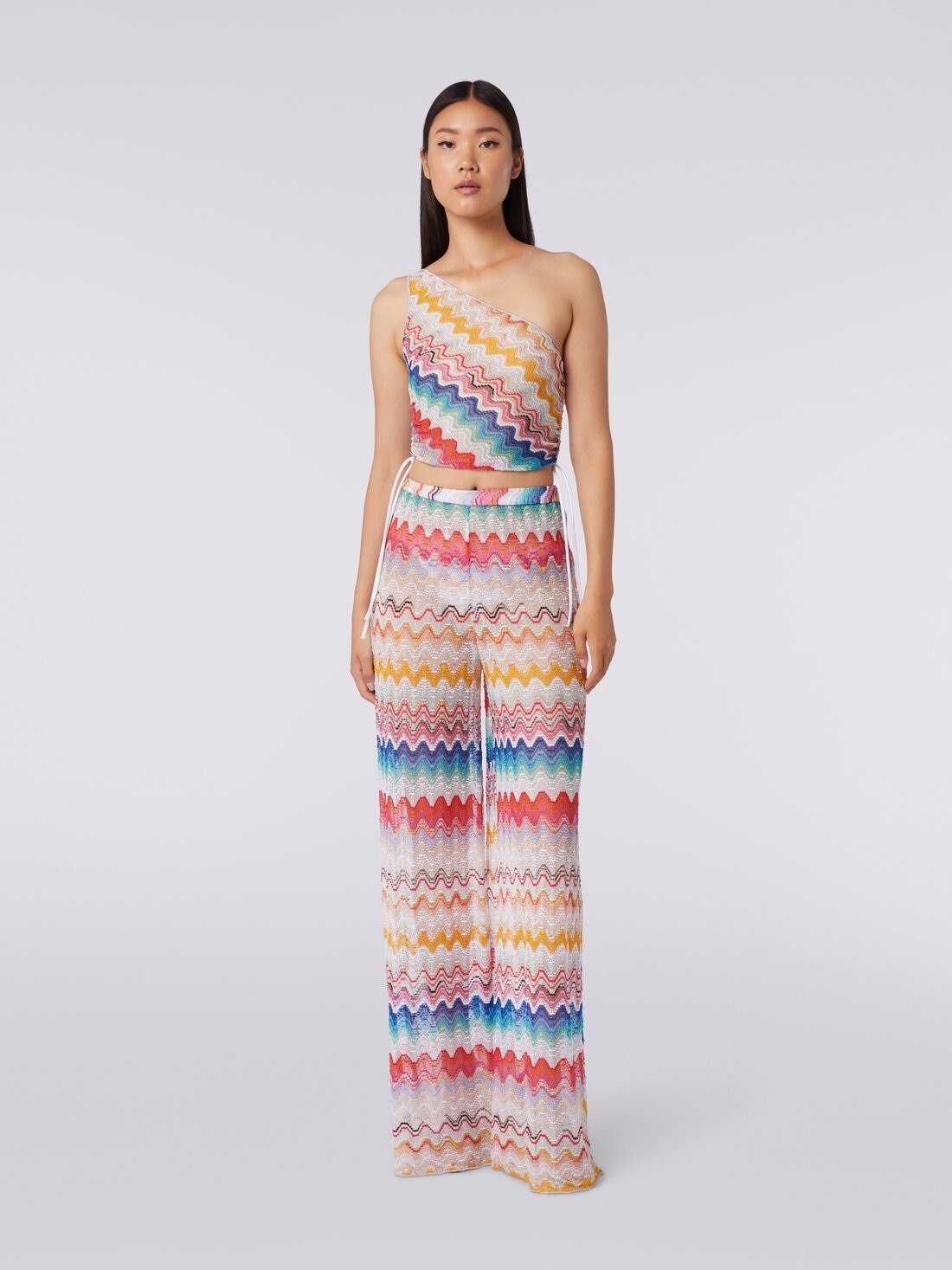 Wave motif cover up trousers with lurex - 2