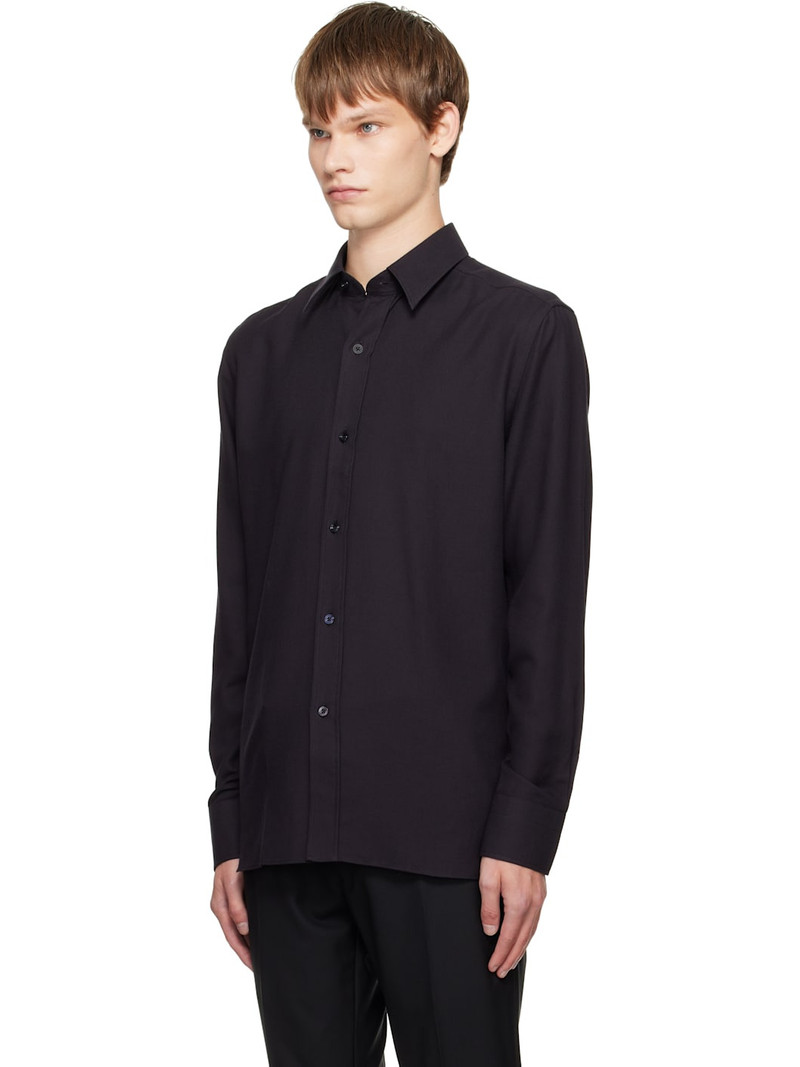 TOM FORD Black Cotton Cashmere Fluid Fit Shirt outlook