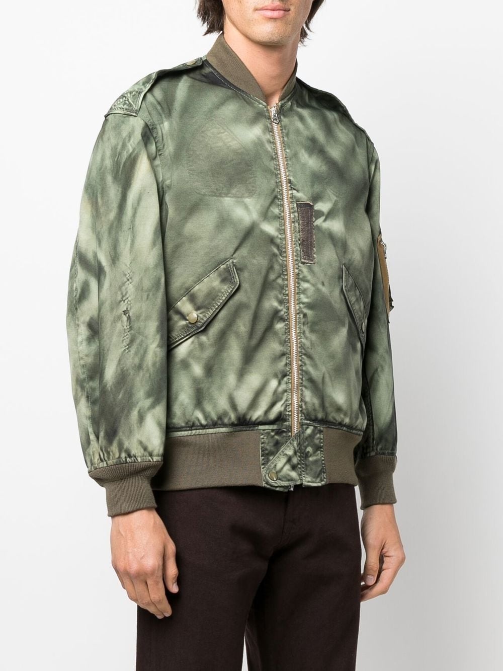 satin-finish design bomber jacket - 3