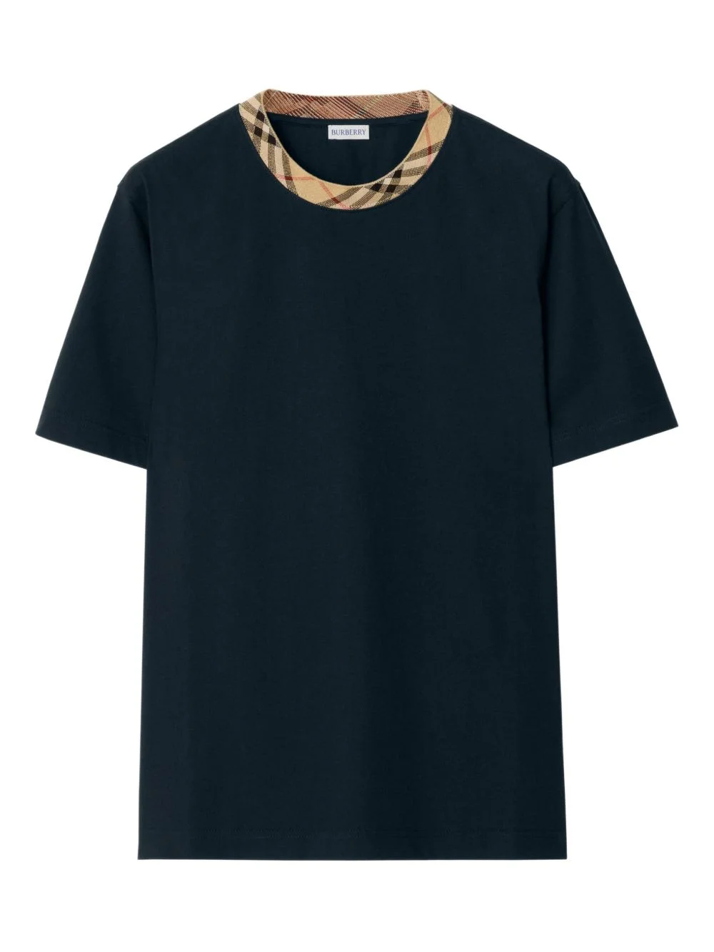 check-trim cotton T-shirt - 1