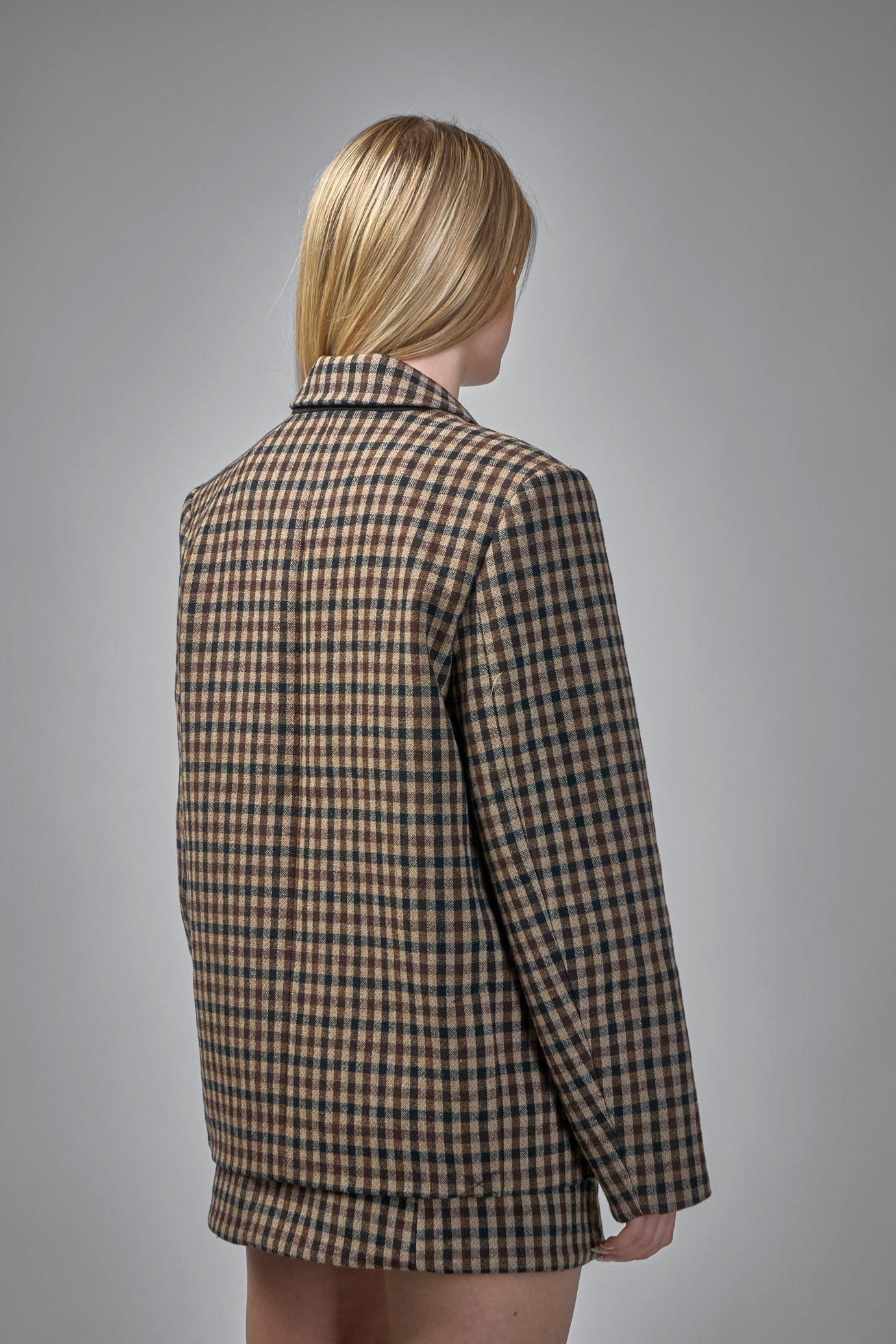 Check Wool Mix Oversized Blazer - 3
