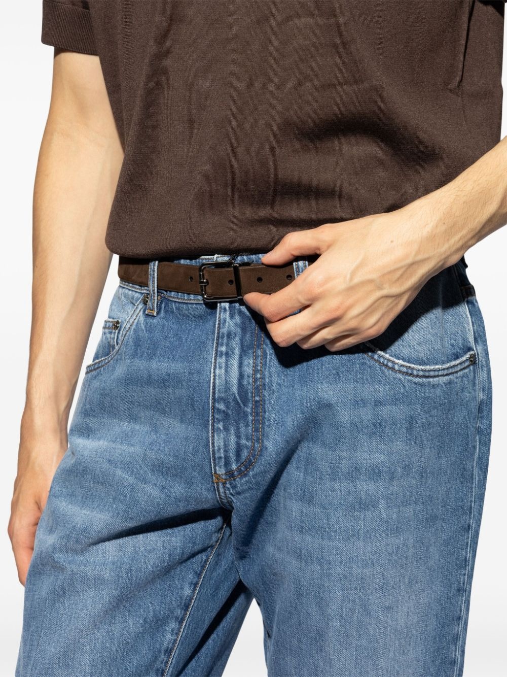 buckled leather belt - 4