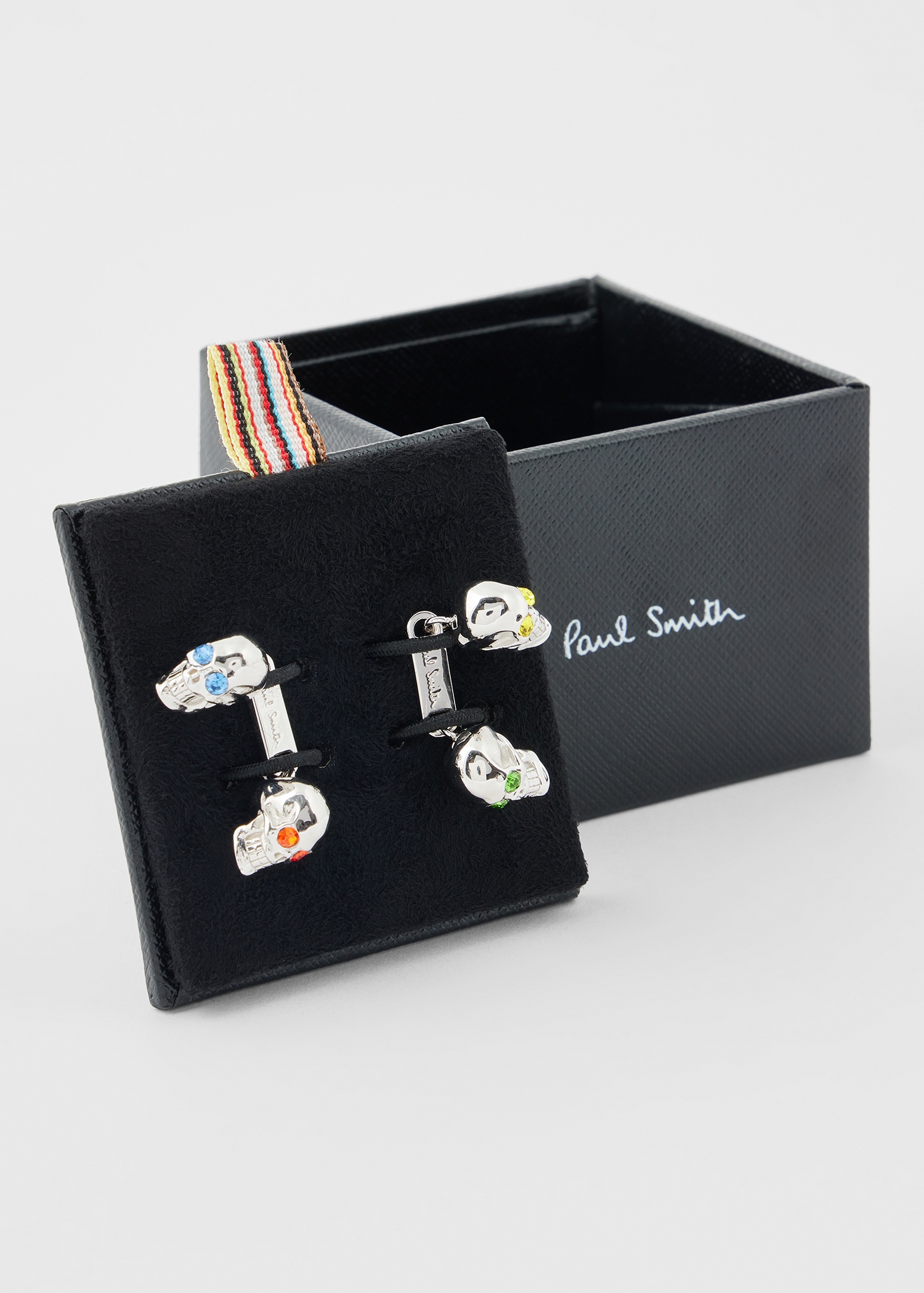 Silver Gem Eye Skull Cufflinks - 3