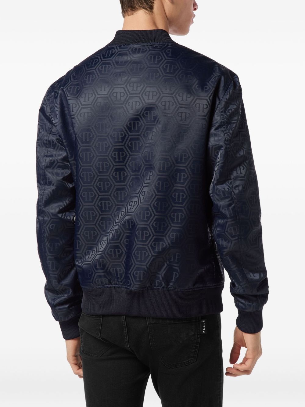 monogram-pattern bomber jacket - 4