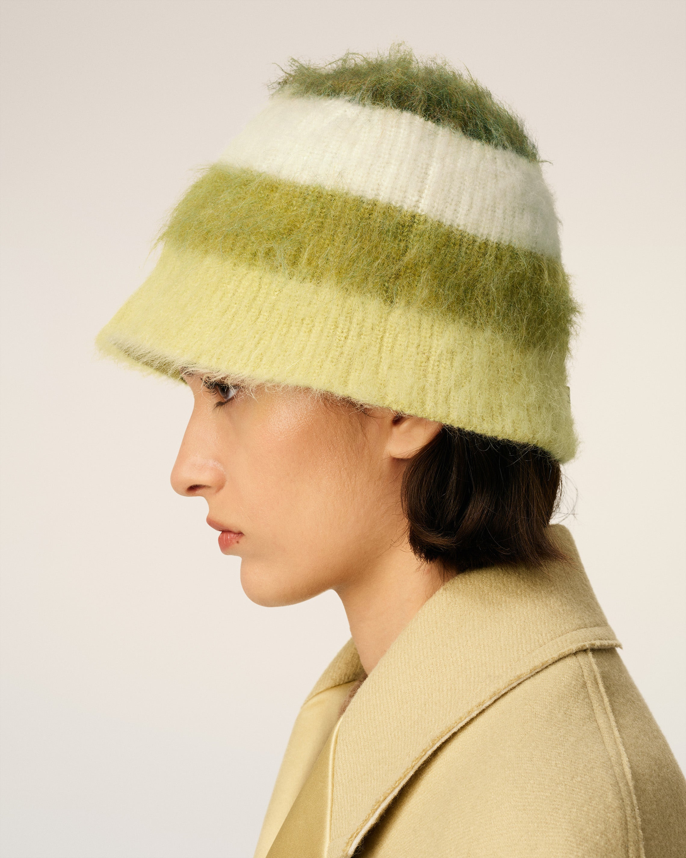 GREEN MOHAIR STRIPED AMI BUCKET HAT - 5