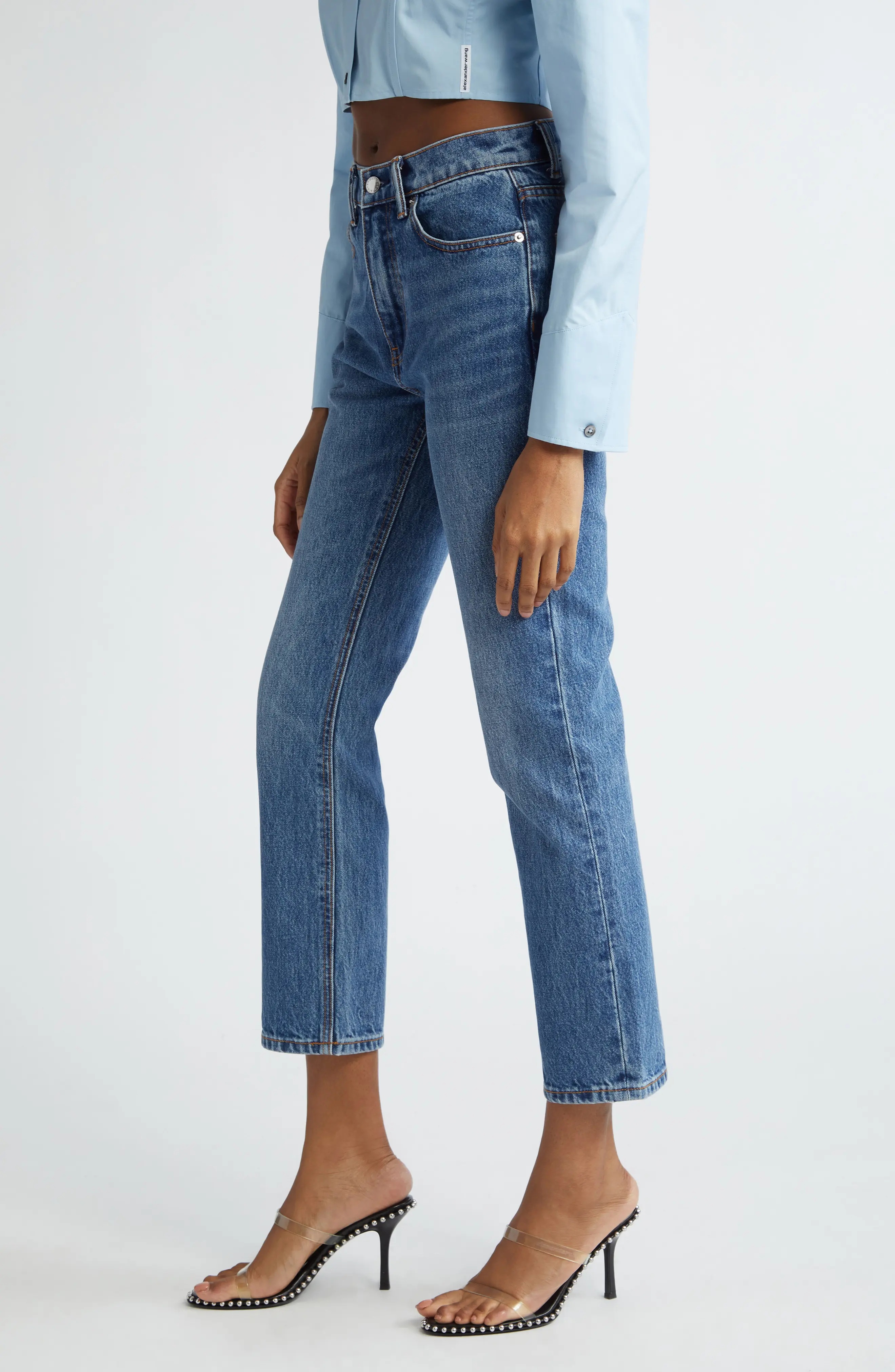 High Waist Stovepipe Jeans - 4