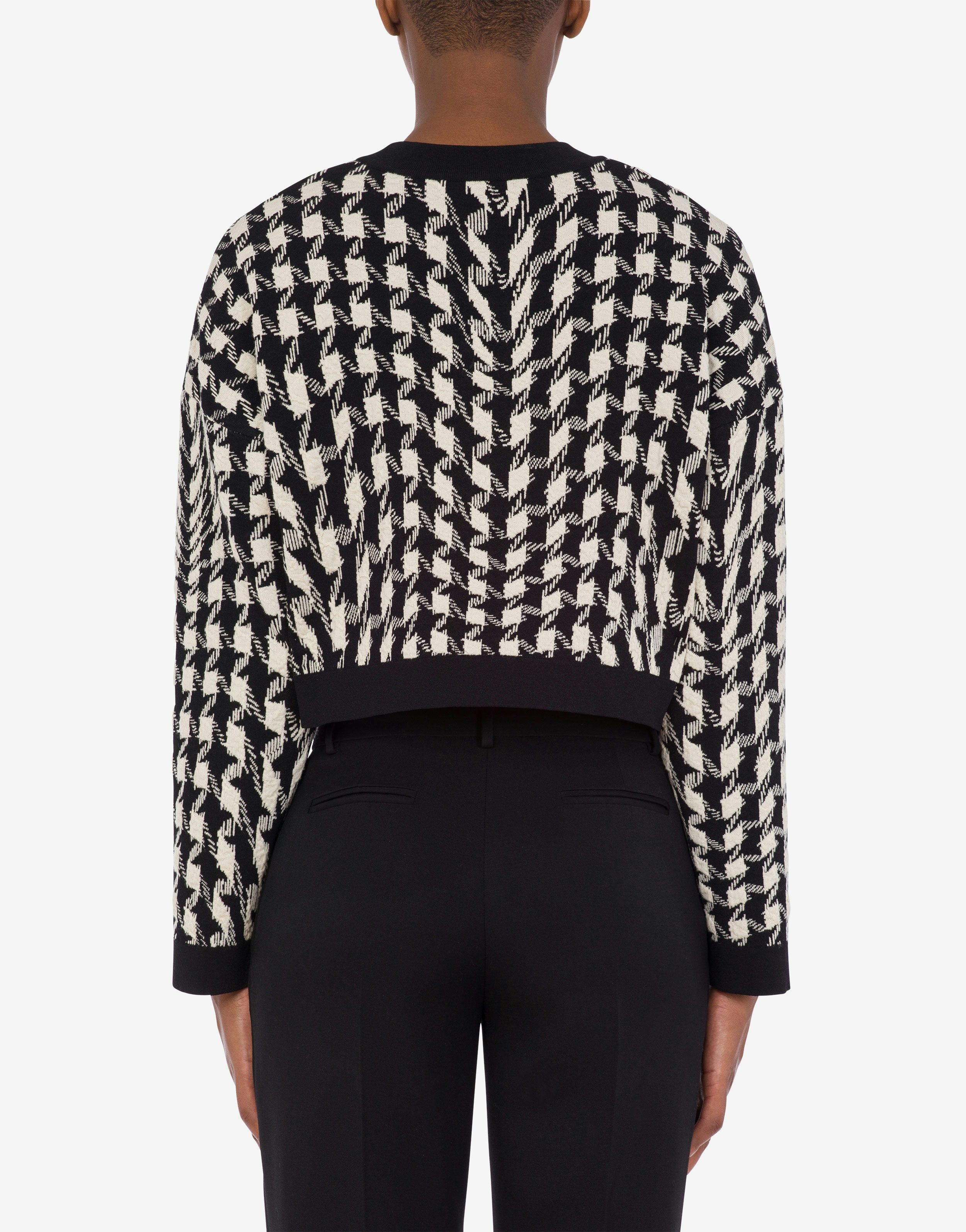 MORPHED PIED DE POULE STRETCH KNIT CROP JUMPER - 3