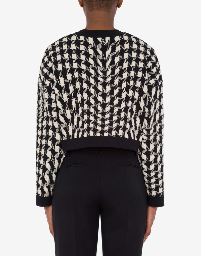 MORPHED PIED DE POULE STRETCH KNIT CROP JUMPER 3