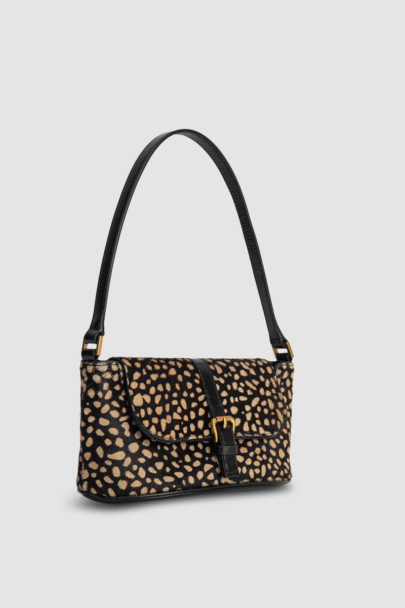 BY FAR Miranda Baguette Black Cheetah Pony Hair Leather Shoulder Bag outlook