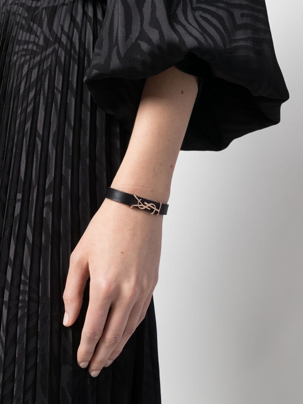 YSL logo leather bracelet - 2