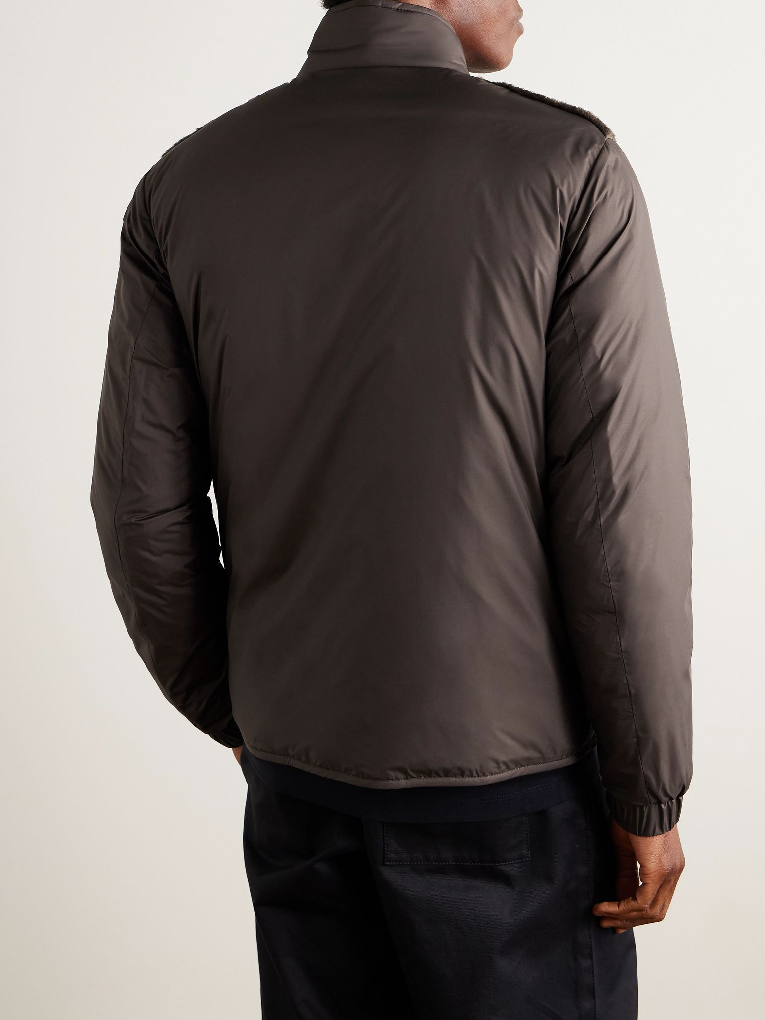 Livra Reversible Fleece and Nubuck-Trimmed Airsoft Down Jacket Dark brown - 3