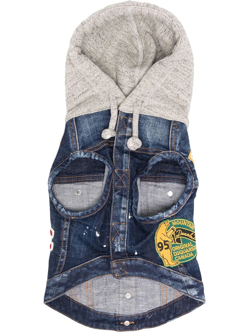 denim patch hooded jacket - 1