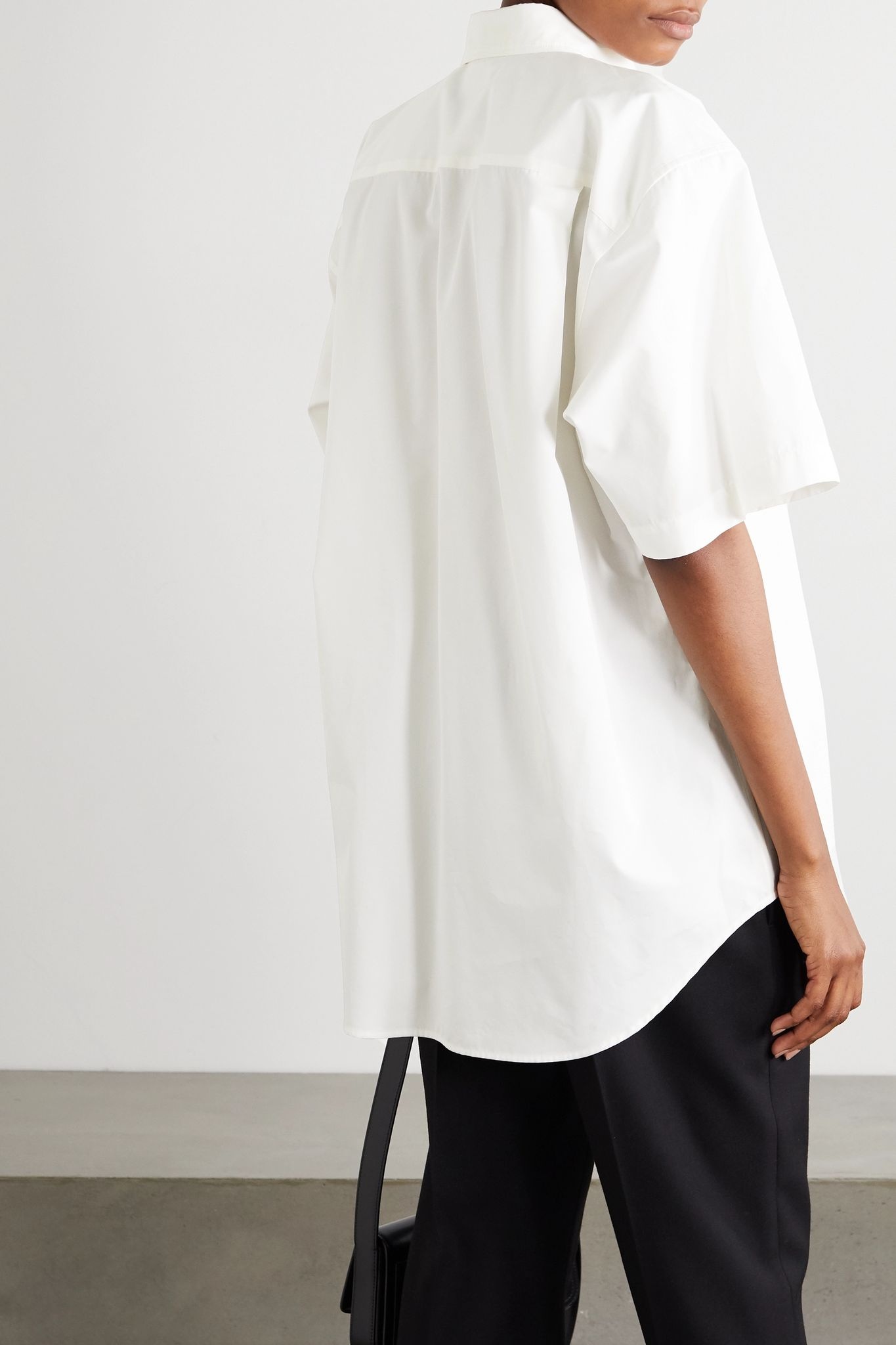 Oversized embroidered cotton-poplin shirt - 3