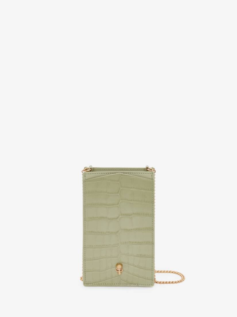 Skull Phone Case With Chain in Sage - 1