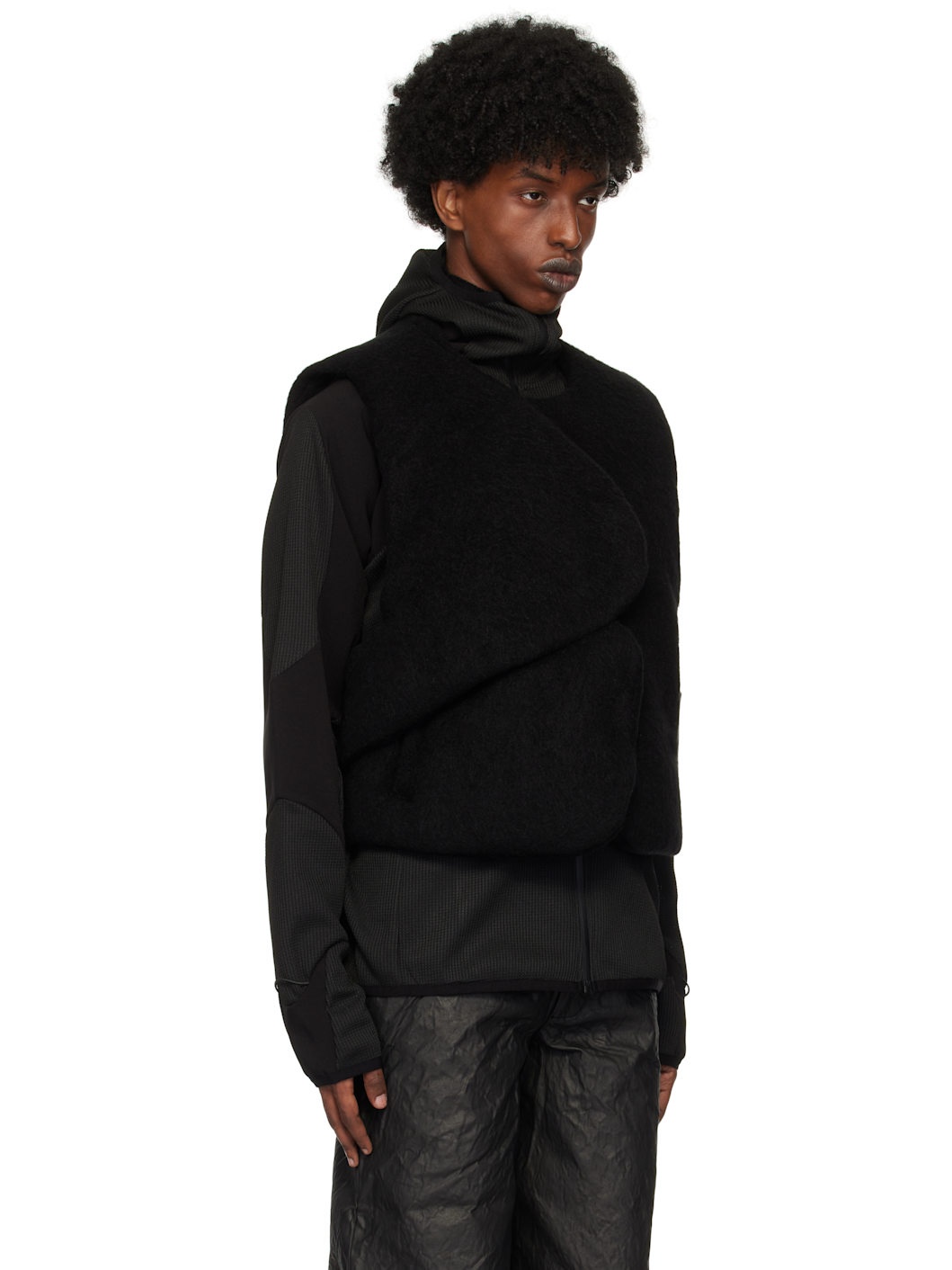 Black Obelis Mohair Down Vest - 2