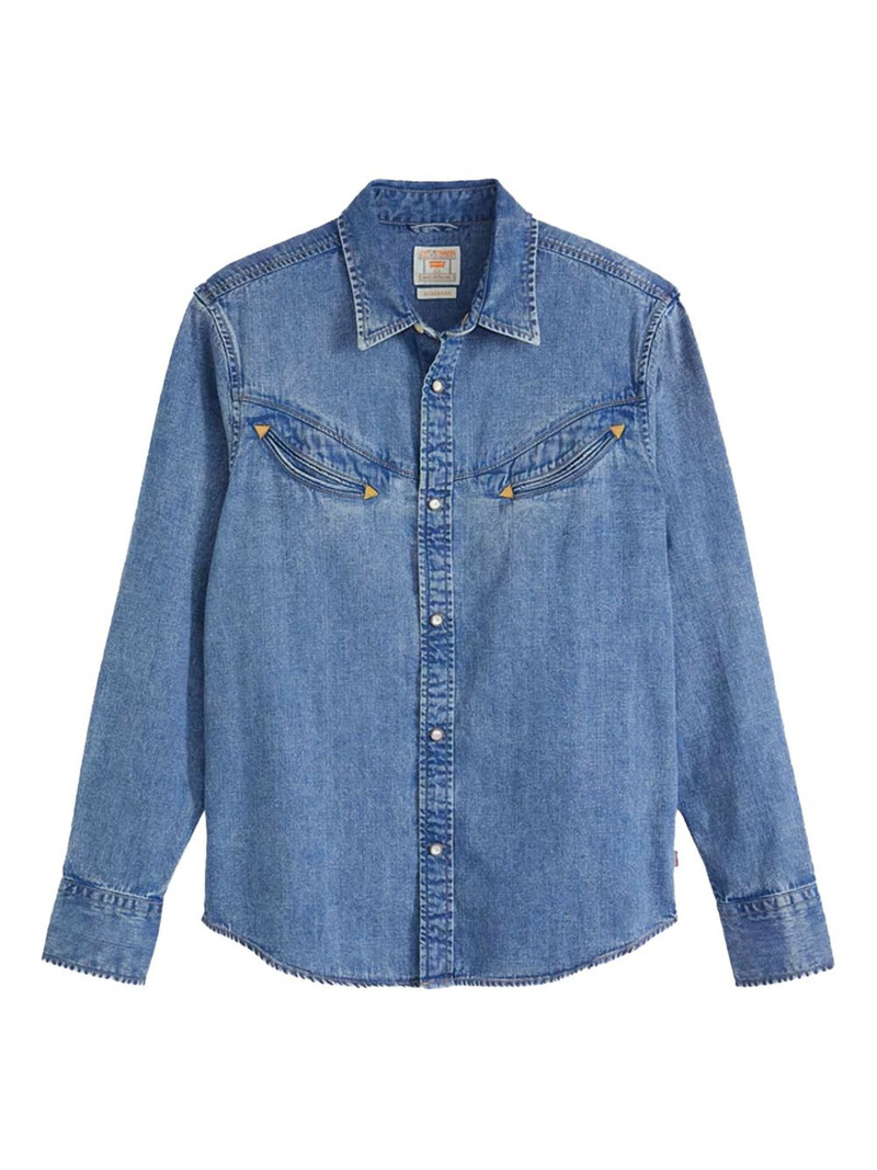 pocket-detail denim shirt 1