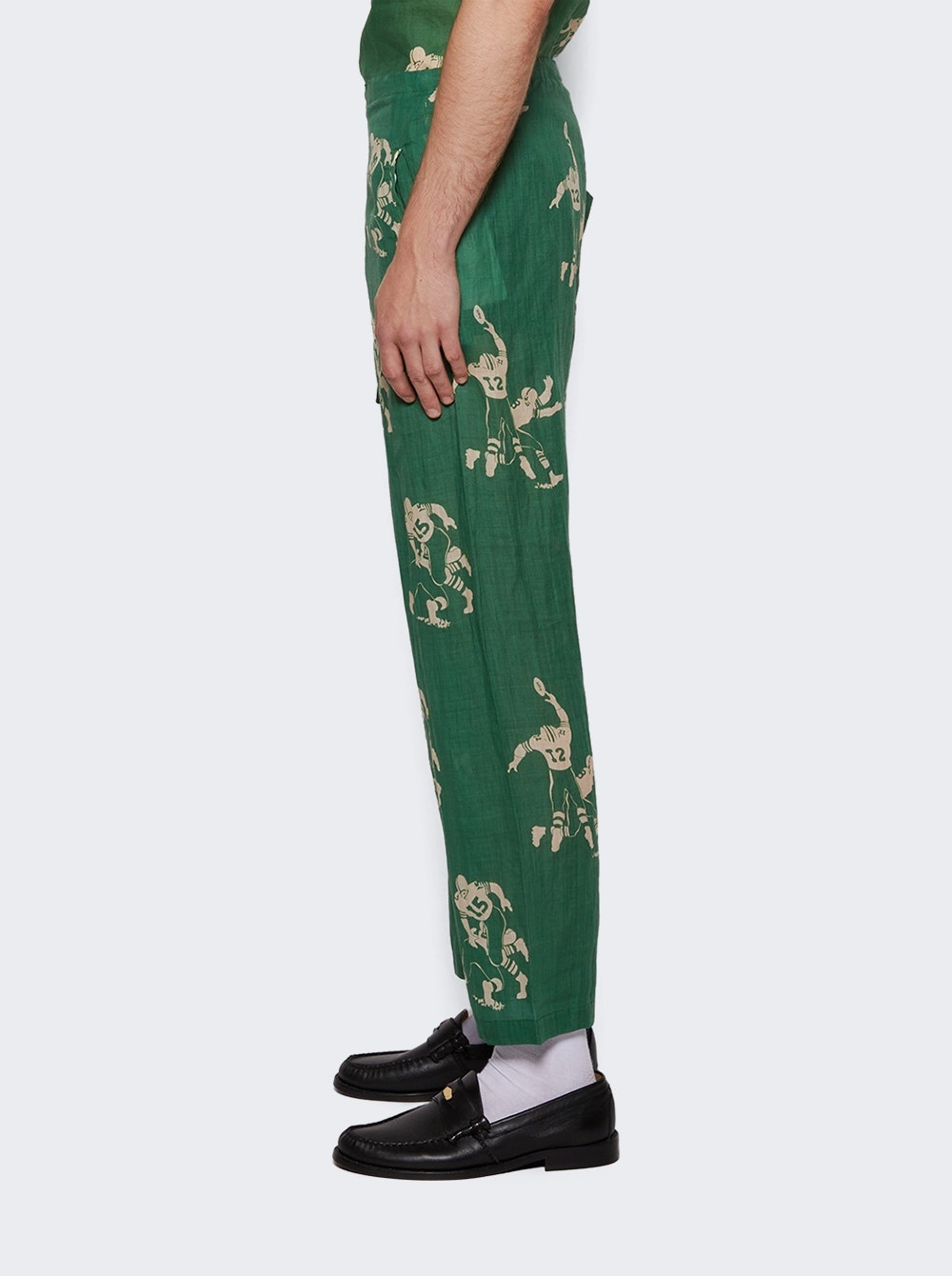 Football Silhouette Pajama Pants Green - 3