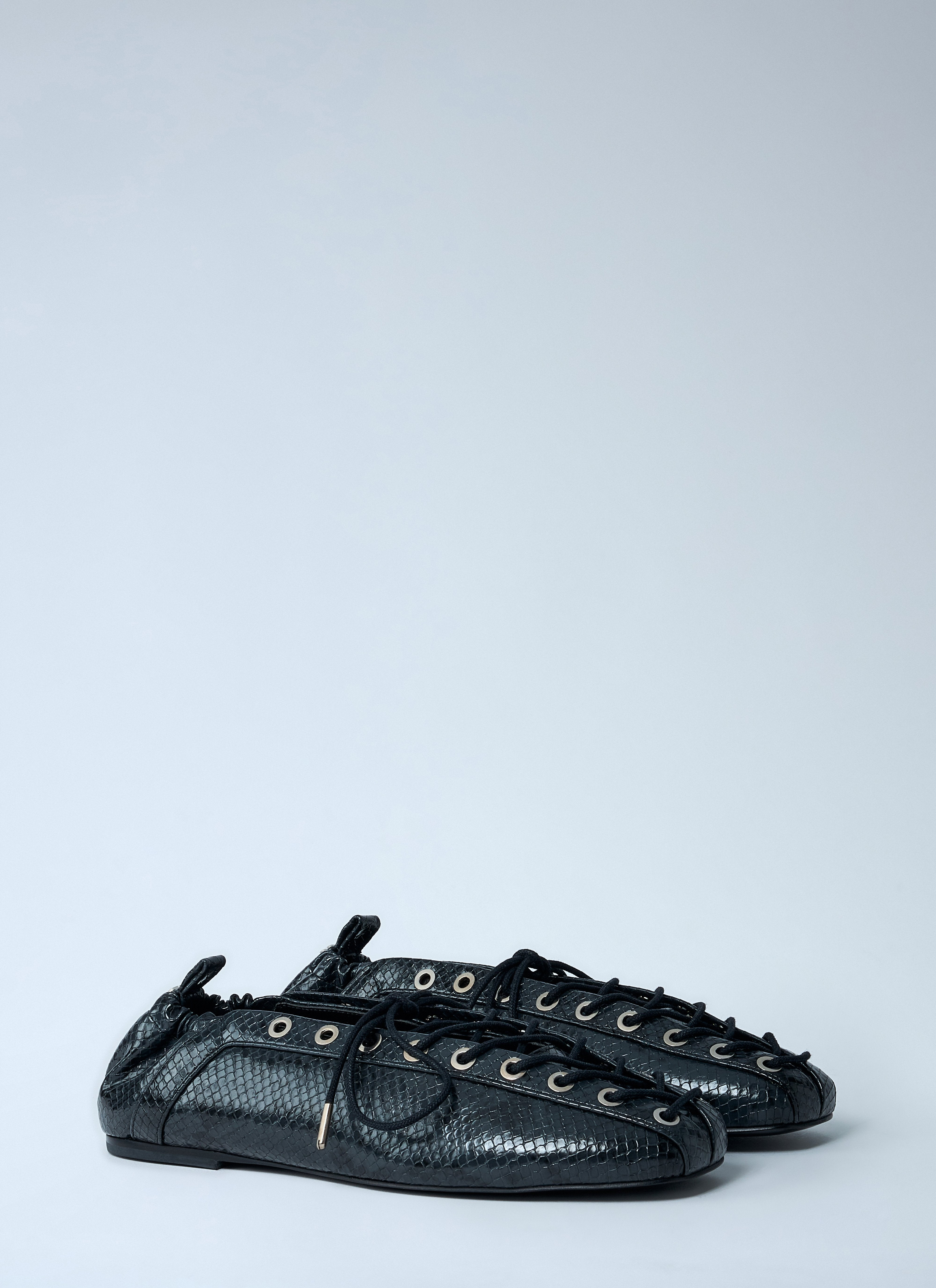 Ganni Women Eyelet Lace-Up Ballerina Flats - 2
